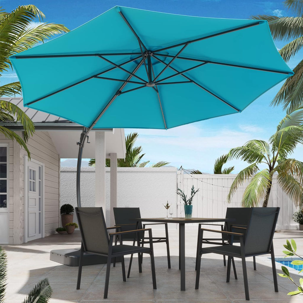 LAUSAINT HOME Outdoor Patio Umbrella with Base included 11 FT Deluxe Curvy Cantilever Umbrella wourant