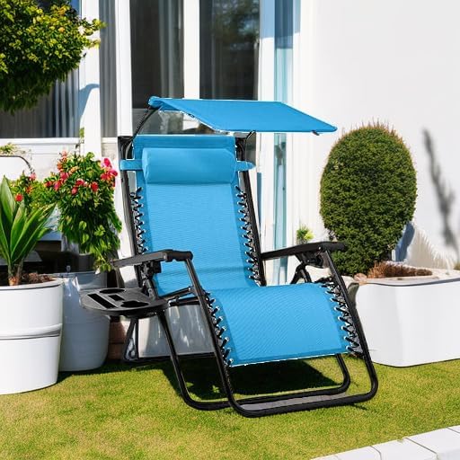 Best Choice Products Folding Zero Gravity Recliner Patio Lounge Chair Adjustable Canopy Shade wourant