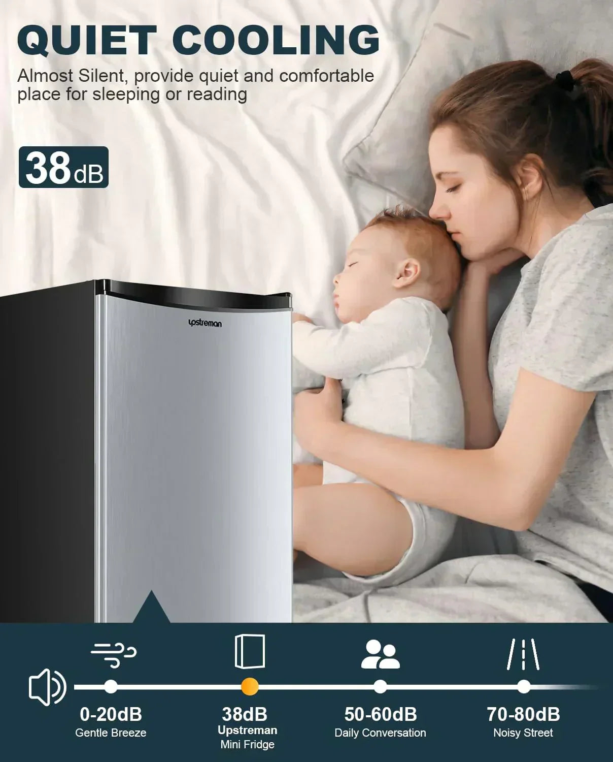 Upstreman 3.2 Cu.Ft Mini Fridge Freezer Single Door Fridge Dorm Fridge Adjustable Thermostat wourant
