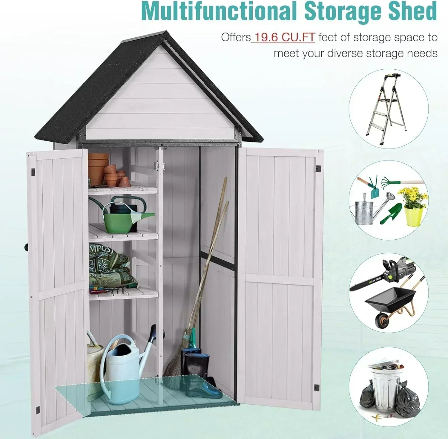 Sheds Outdoor Storage Garden Shed with Metal Frame Structure Adjustable Shelves Capacity Storage wourant