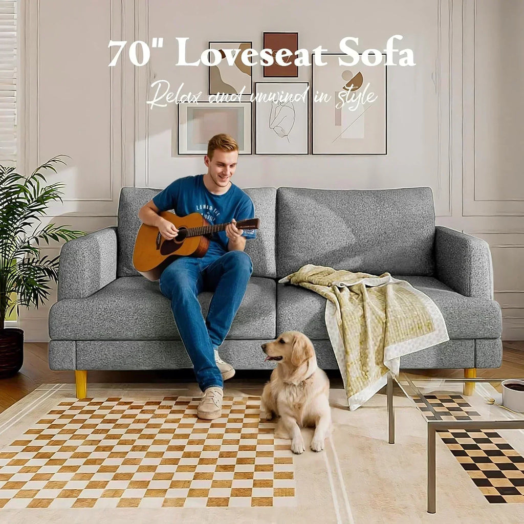 Loveseat Sofa Couch for Living Room with USB Type C Ports Dark Gray Upholstered Small Couches wourant