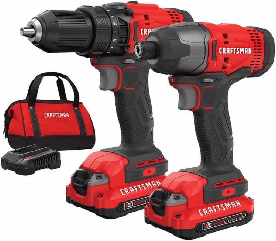 V20 MAX Cordless Drill and Impact Driver Power Tool Combo Kit with 2 Batteries and Charger wourant