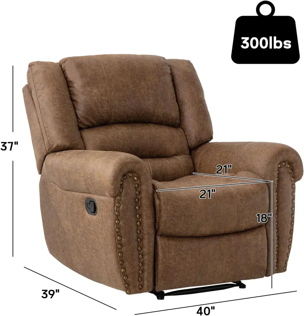 Leather recliner classic traditional manual recliner single sofa for living room wourant