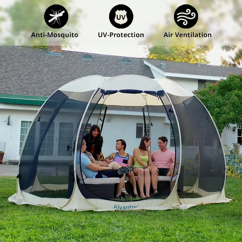 Screen gazebo sleeps 6-10-15 people Igloo-style canopy tent mosquito net on the sides Perfect wourant
