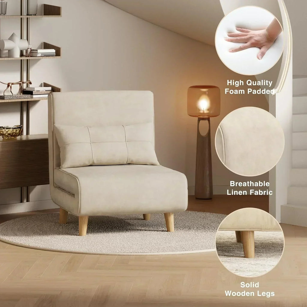 3-in-1 sleeper chair bed convertible chair bed futon sofa with adjustable backrest wourant