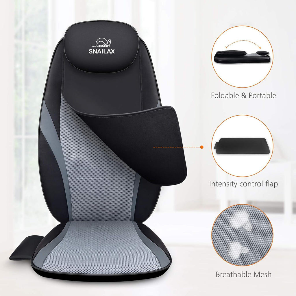 Snailax Shiatsu Massage Cushion with Heat Massage Chair Pad Kneading Back Massager for Home wourant