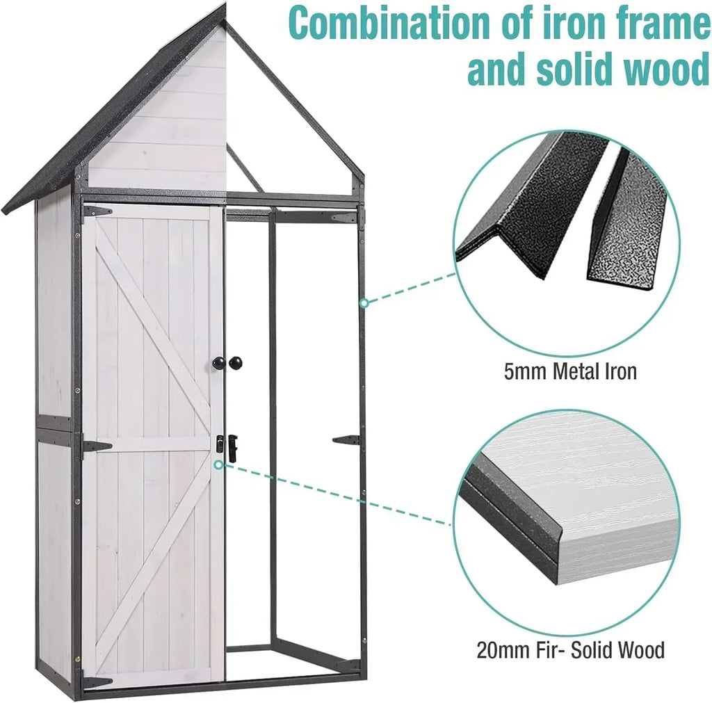 Sheds Outdoor Storage Garden Shed with Metal Frame Structure Adjustable Shelves Capacity Storage wourant