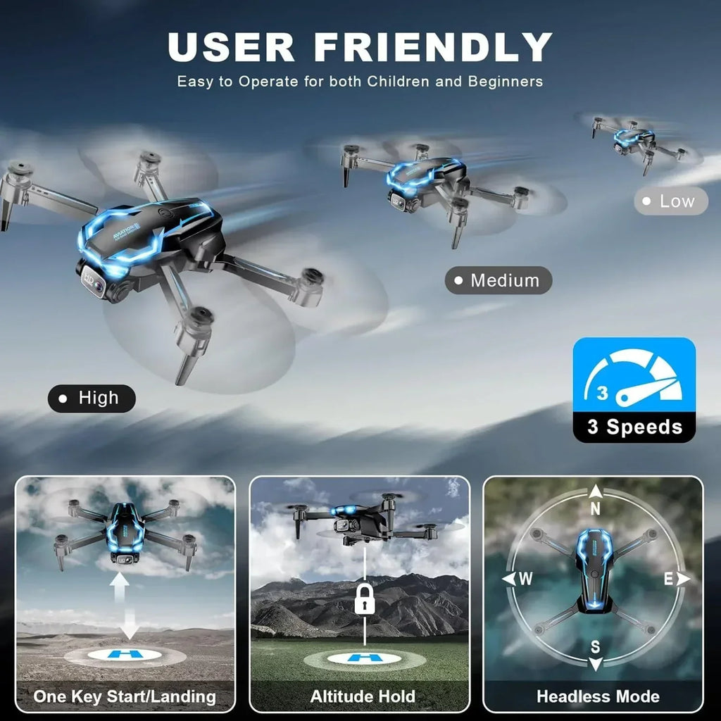 2K HD FPV Drone for Adults with Camera Altitude Hold Foldable and Portable wourant
