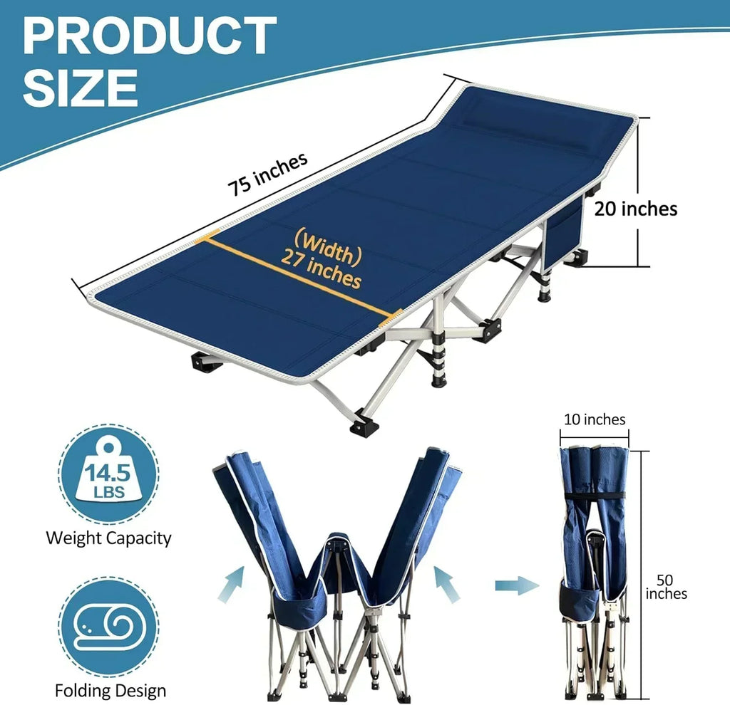 2-Pack Camping Cots with Mattress Comfortable Folding Bed Heavy Duty Baby Cot wourant