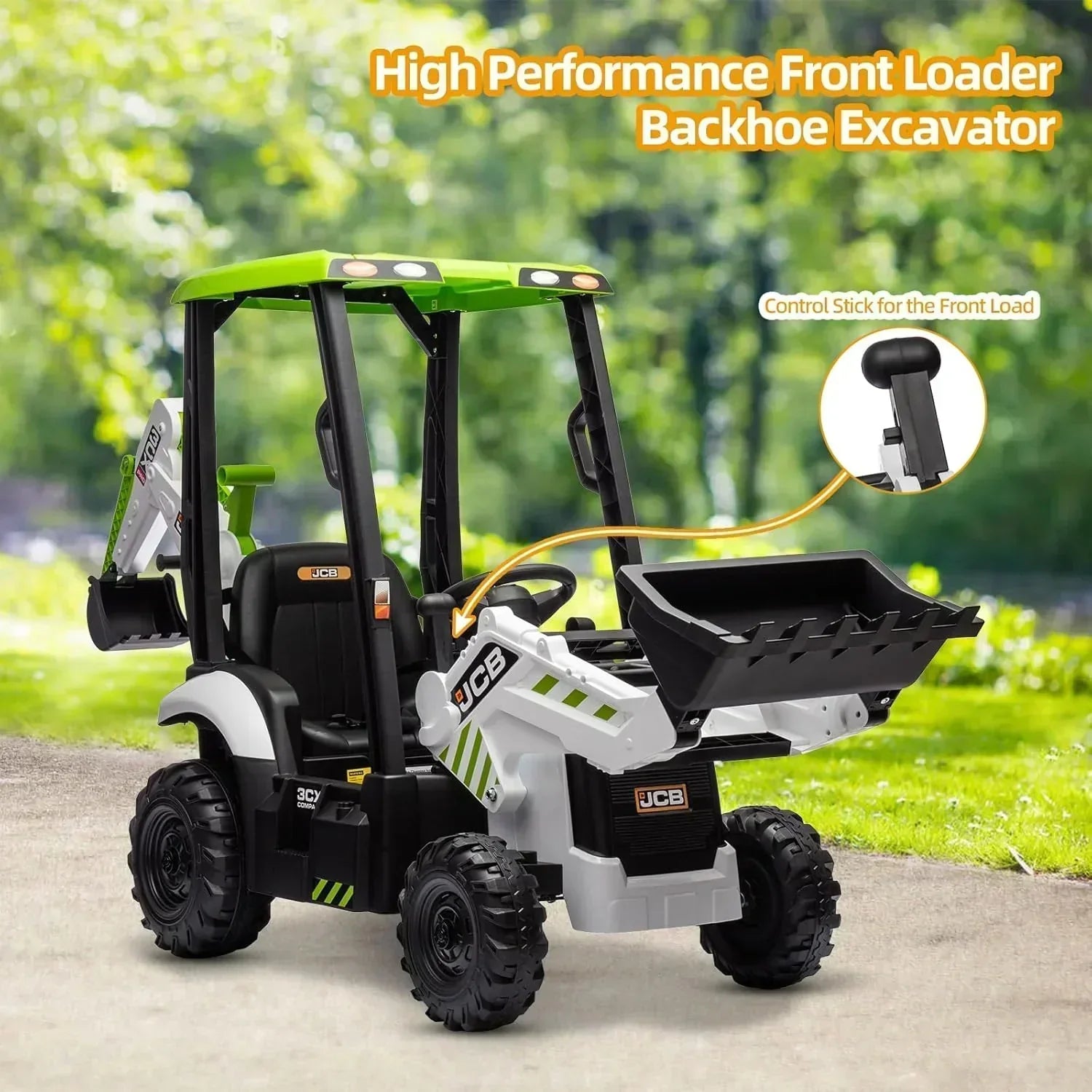 12V JCB Ride On Excavator Ride on Toys for Kids 4-8 Electric Car for Kids with Tractor wourant