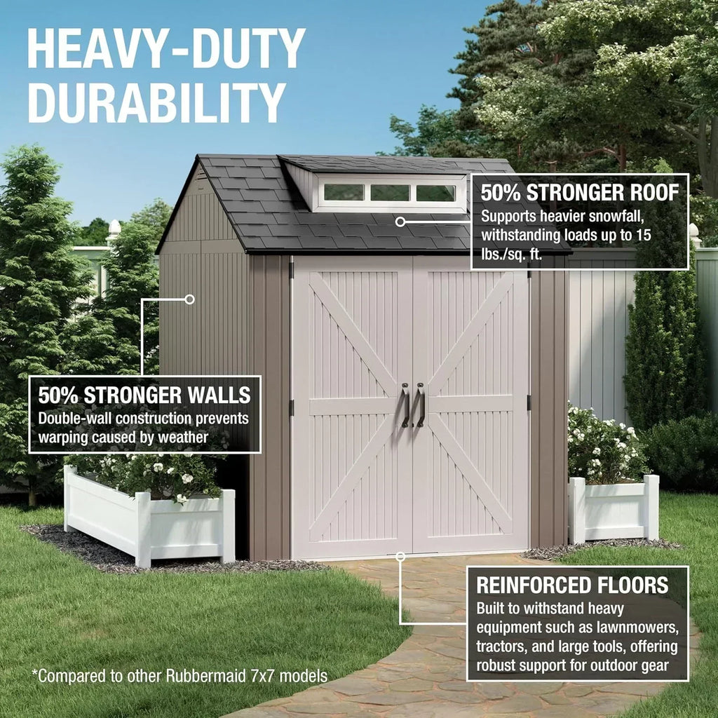 Rubbermaid Resin Outdoor Storage Shed With Floor Weather Resistant Gray Organization for Home wourant