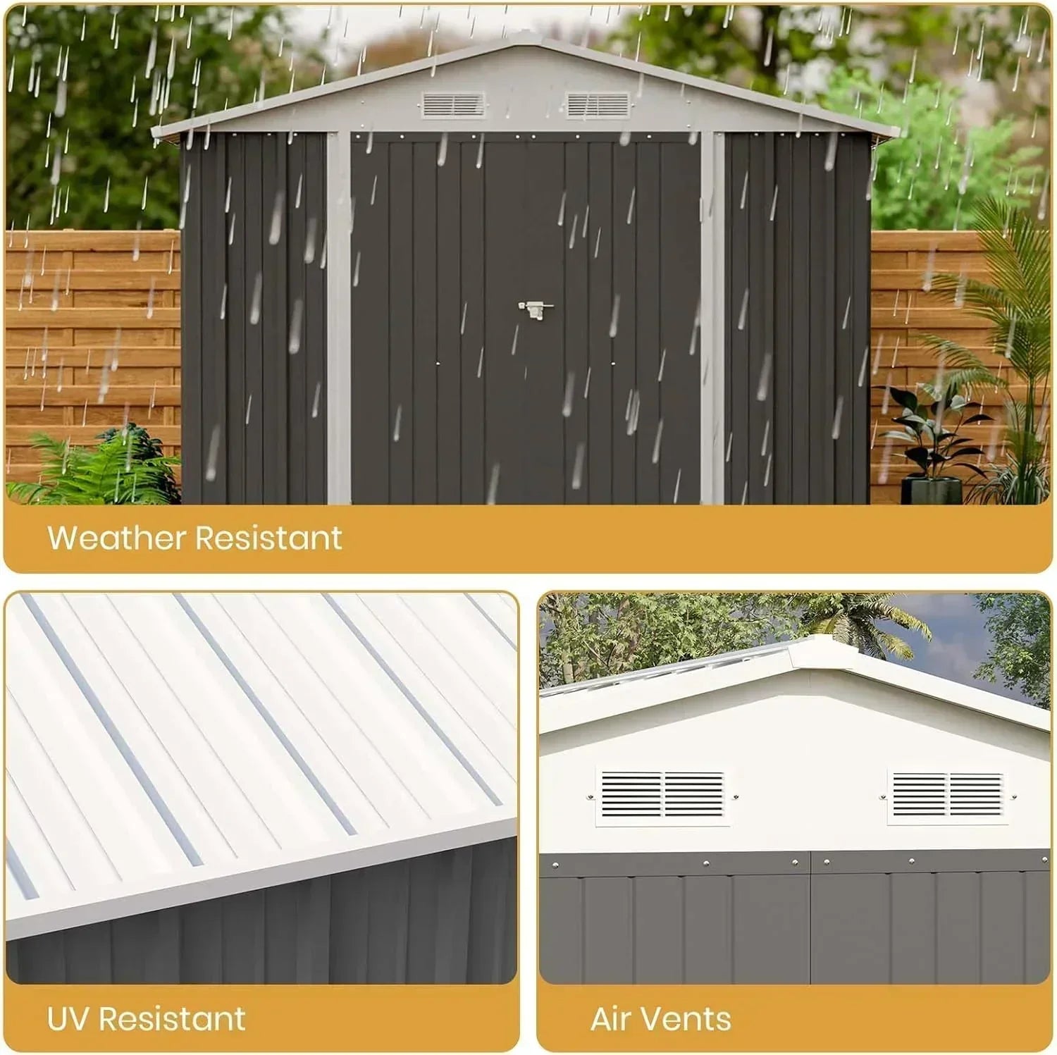 Patiowell 5x3 FT Outdoor Storage Shed Tool Shed with Sloping Roof and Lockable Door Metal Shed wourant