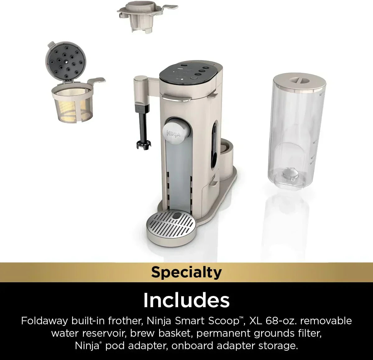 Ninja Single Serve Coffee Maker 56 oz Reservoir Stone wourant