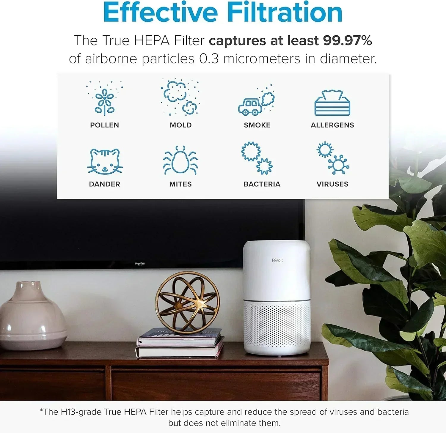 Air Purifier for Bedroom Allergies and Pet Hair 56W High Torque Motor wourant