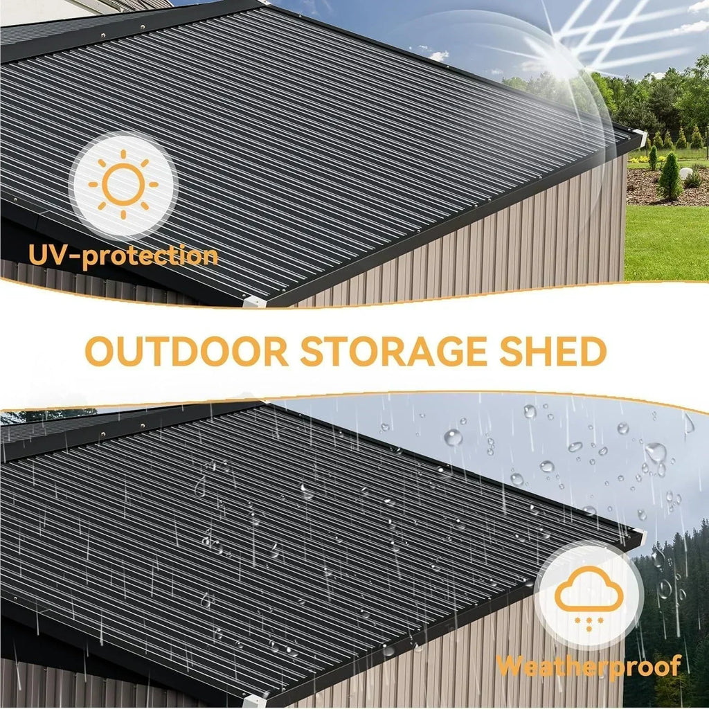Aoxun 6.2x4 FT Shed Outdoor Storage Shed Metal Garden Shed Sloping Roof Tool Shed Bike Shed wourant