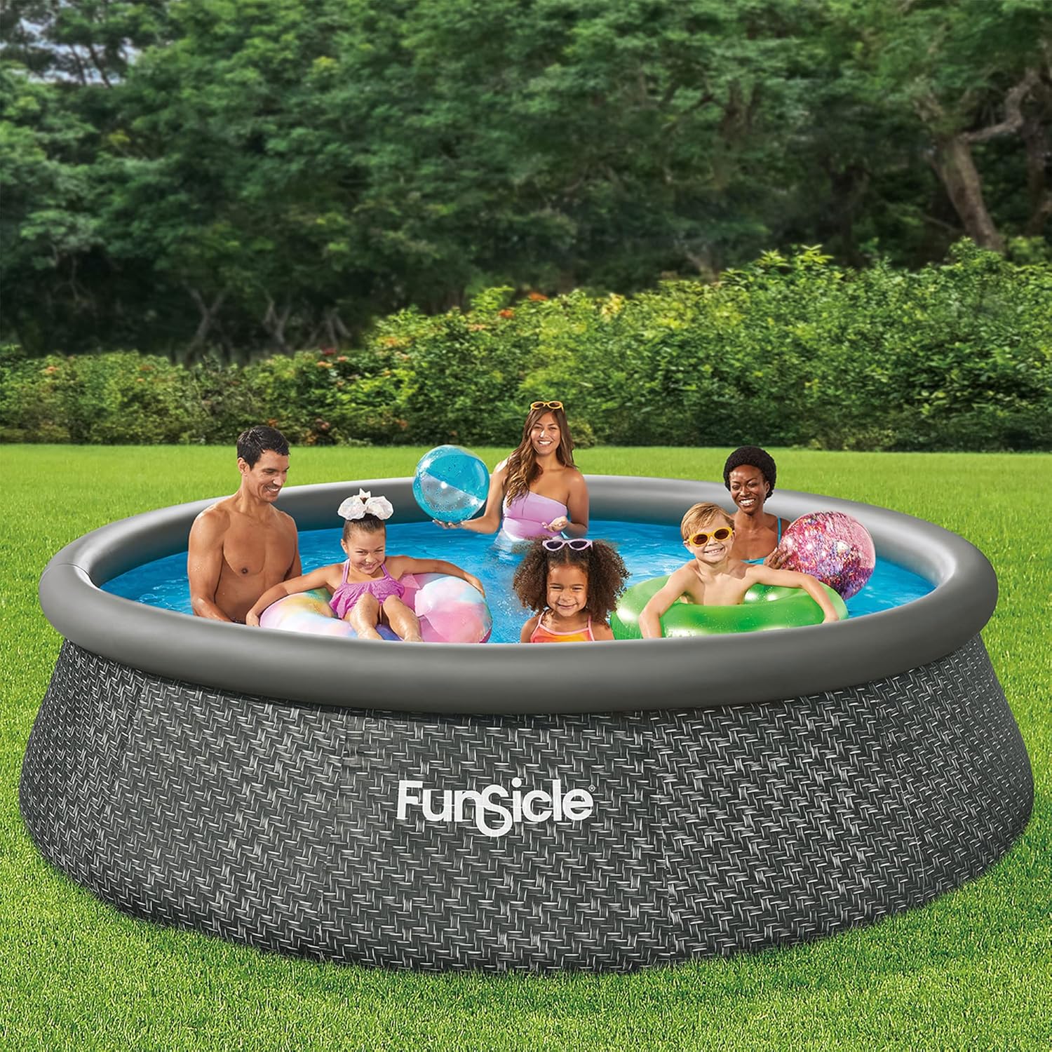 Funsicle 12 Foot by 36 Inch Quickset Round Inflatable Ring Top Outdoor Swimming Pool Set wourant
