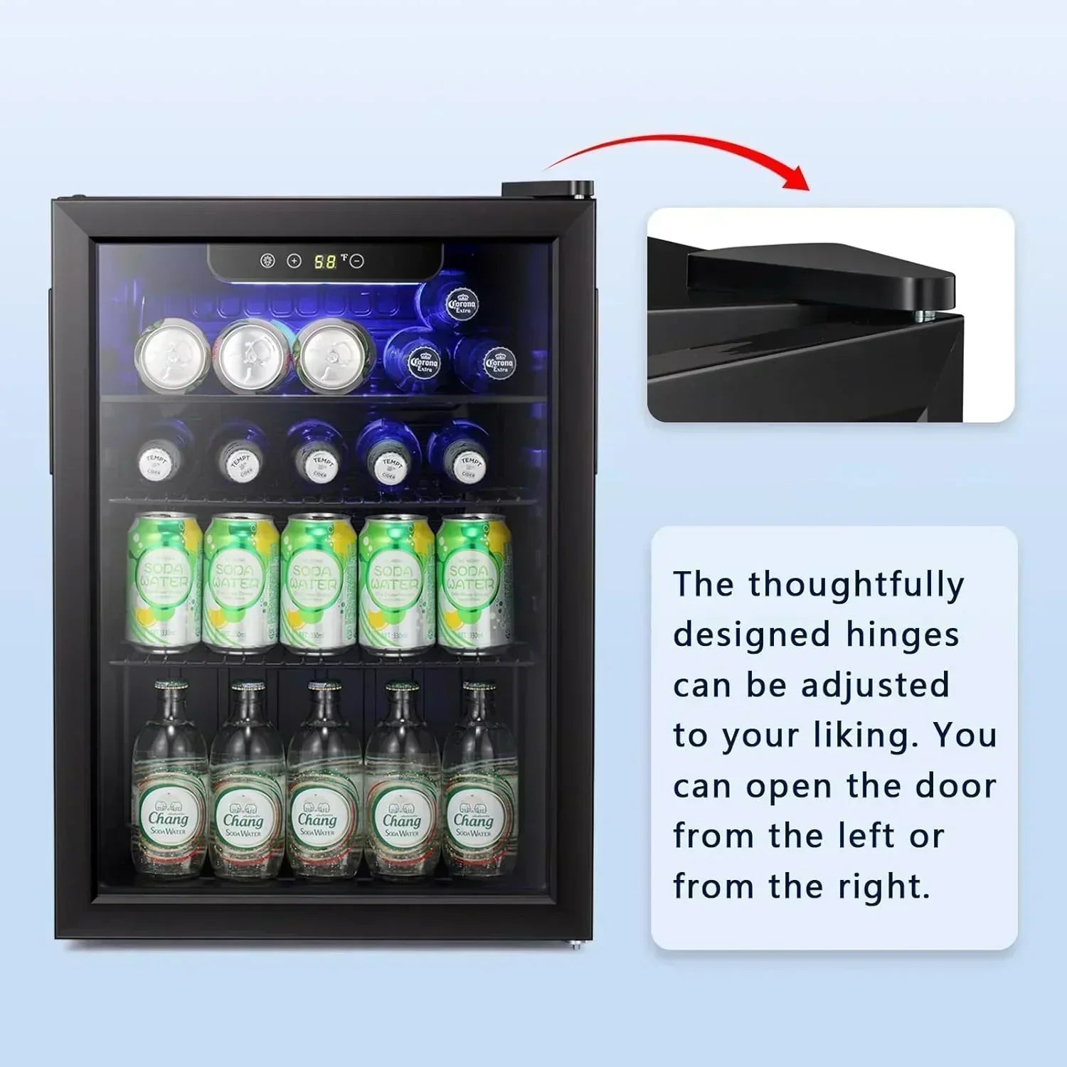 Antarctic Star Beverage Refrigerator Cooler 68 Can Mini Fridge with Glass Door for Beer Drinks Wine wourant