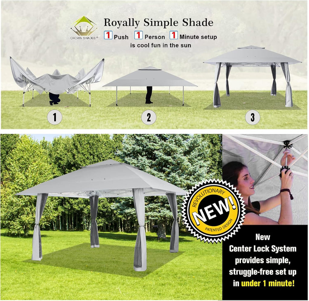 CROWN SHADES 13x13 Pop Up Gazebo Canopy Tent Gazebos on Clearance Outdoor Gazebo wourant