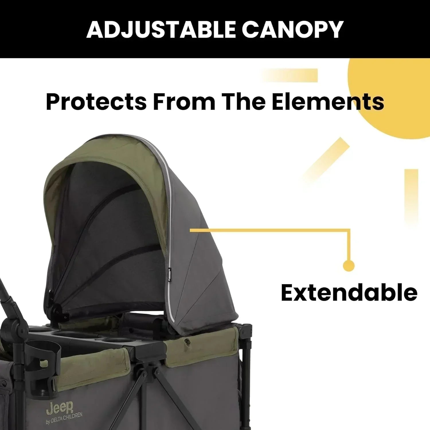 Jeep Sport All-Terrain Stroller Wagon by Delta Children Includes Canopy Parent Organizer wourant
