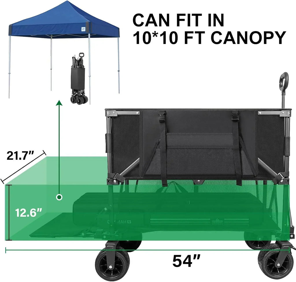 Double Decker Wagon 600lb Capacity 400L Collapsible Wagon 54" Extended Utility Folding Cart wourant