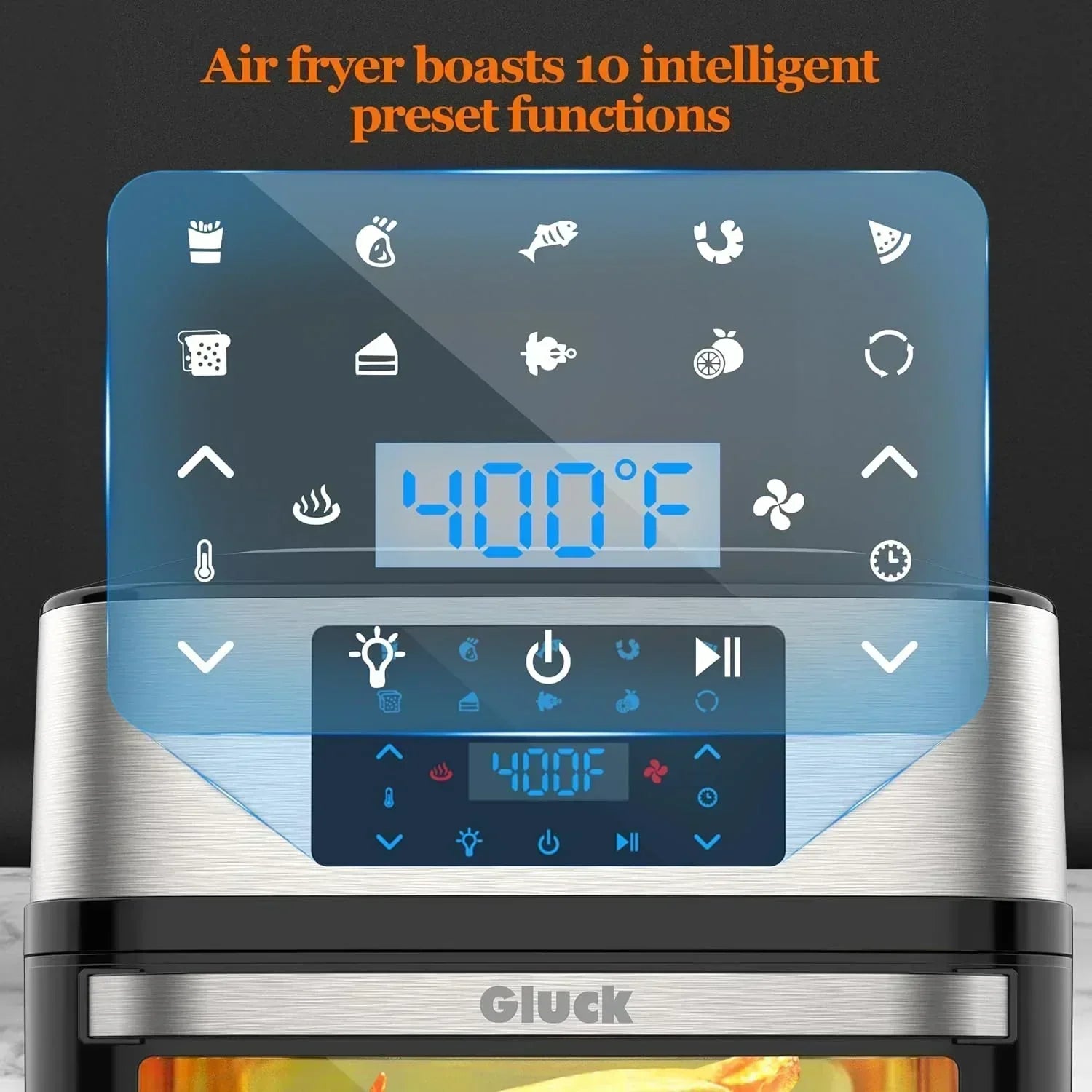 Large 20-quart air fryer 10-in-1 combo with window rotisserie 3 dehydrator racks ETL certified wourant