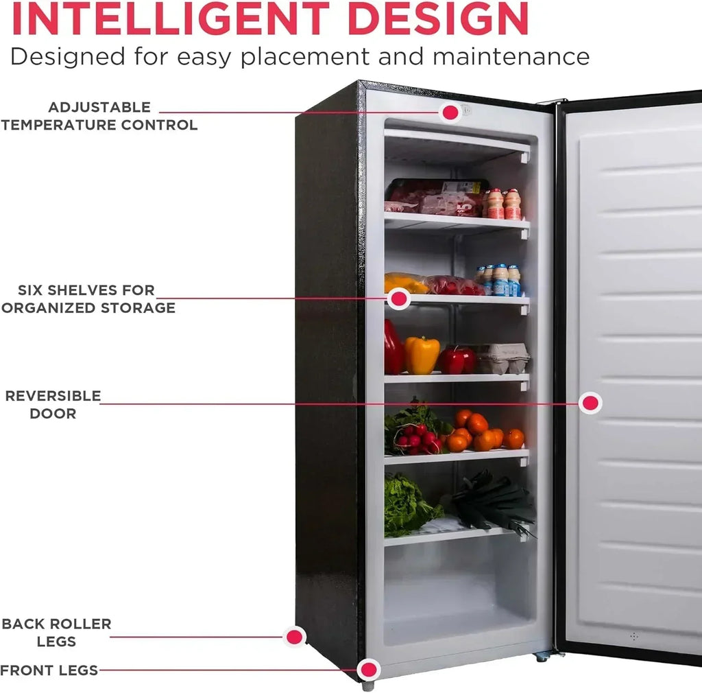 Frigidaire Upright Freezer 6.5 cu. ft. Deep Freeze Vinyl Coated Metal Wire Shelving Compact wourant