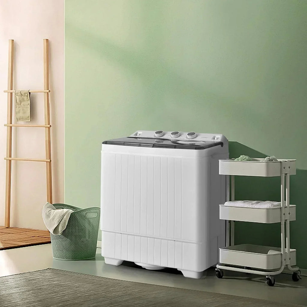COSTWAY Double Tub 26 lb Capacity Laundry 18 lb 8 lb Spin Combo Drain Pump Washing Machine wourant
