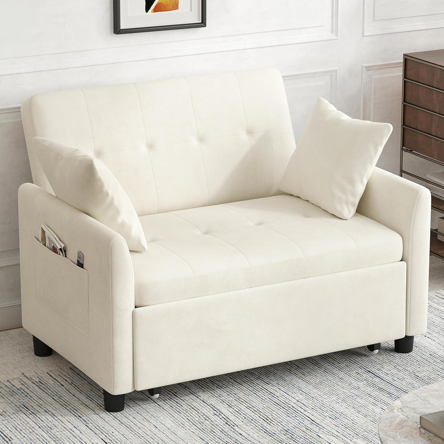 Sleeper Sofa Bed 3 in 1 Convertible Sleeper Couch Bed Pull Out Small Loveseat Sofa wourant
