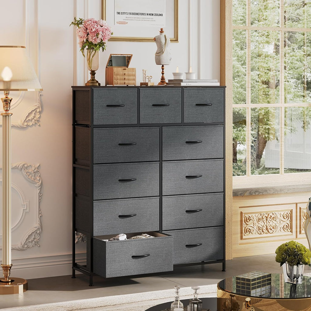 Storage Organizer Unit 11 Fabric Bins Storage Drawers Organizer Steel Frame Tall Storage Tower wourant