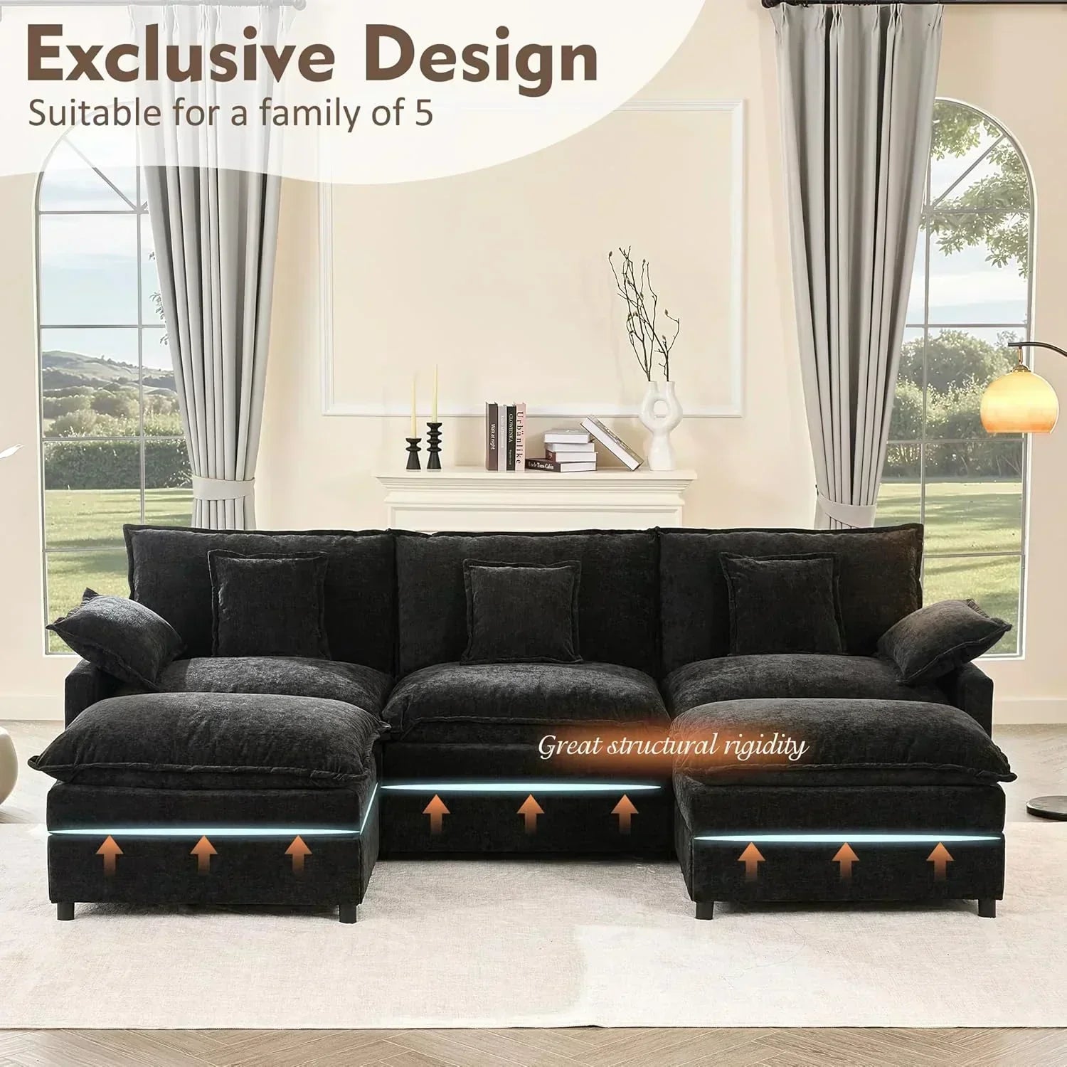 108" U-shaped sofa modular sofa Comfortable cloud sofa wourant