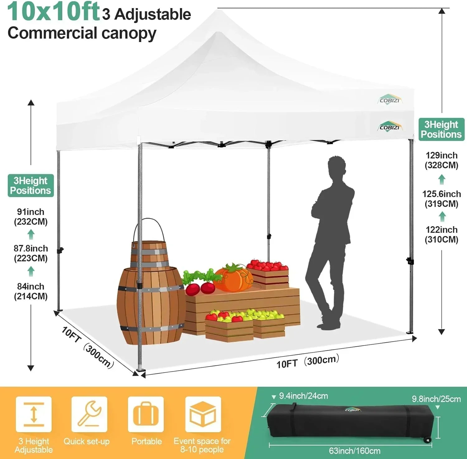 COBIZI 10x20 Heavy Duty Pop up Canopy Tent 6 sidewalls Commercial Canopy Wedding Party Tents wourant