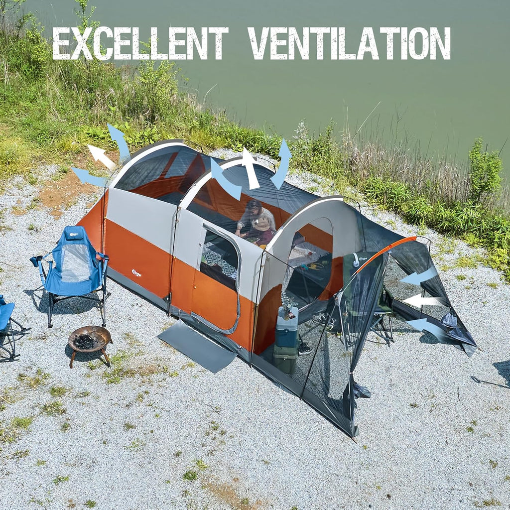 PORTAL 6/8/10 Person Family Camping Tent with Screen Room Water Resistant Big Tunnel Tent wourant