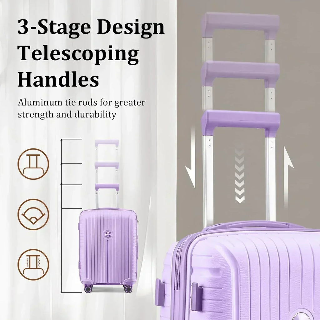 5-piece PP hardshell lightweight travel carry-on luggage set with dual spinner wheels wourant