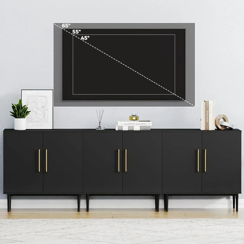 Free Standing Cabinet Black Wood for Living Room Bedroom Dining Room Hallway wourant