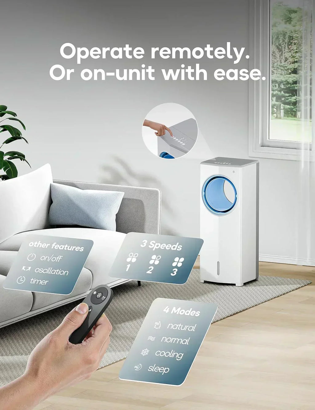 Windowless Portable Air Conditioner 26.3" Small Evaporative Air Cooler for Room No Window wourant