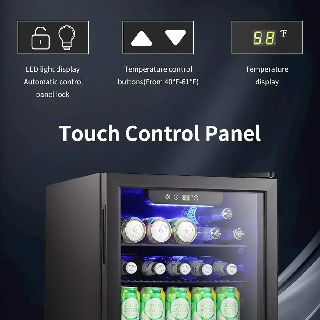 Antarctic Star Beverage Refrigerator Cooler 68 Can Mini Fridge with Glass Door for Beer Drinks Wine wourant