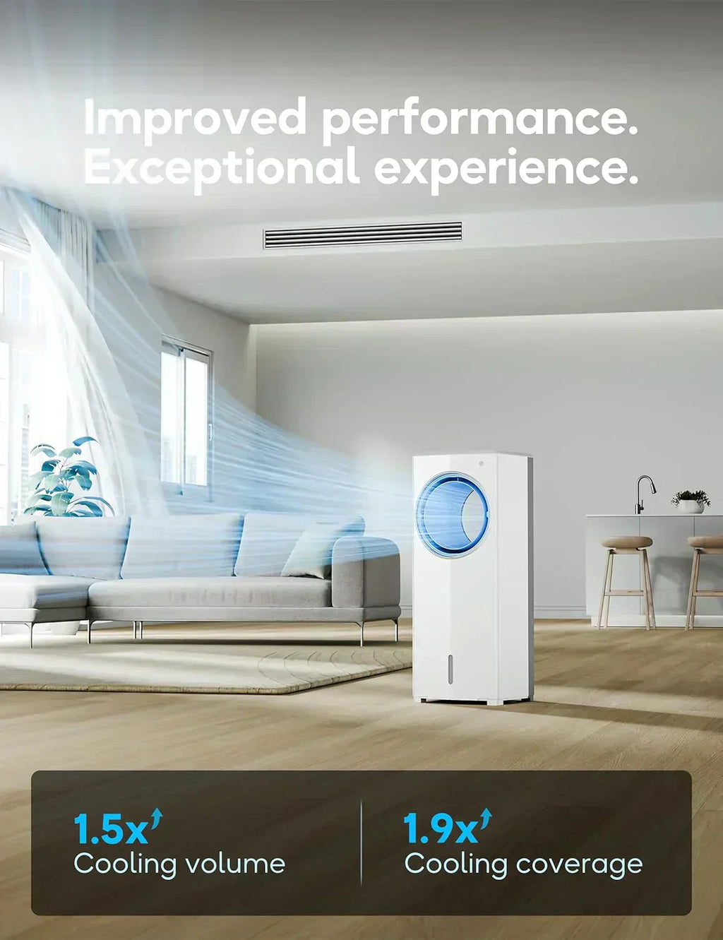 Windowless Portable Air Conditioner 26.3" Small Evaporative Air Cooler for Room No Window wourant