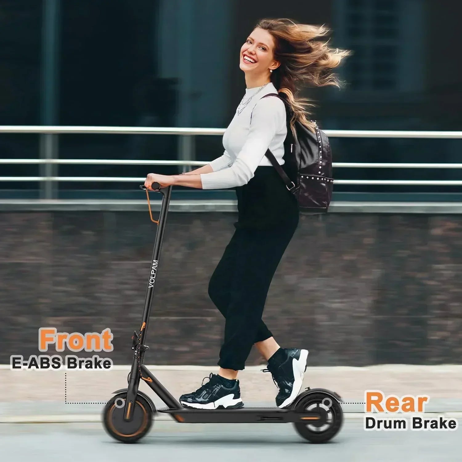 Volpam electric scooter Powerful electric motor Solid tires 28/21/12 mile range wourant