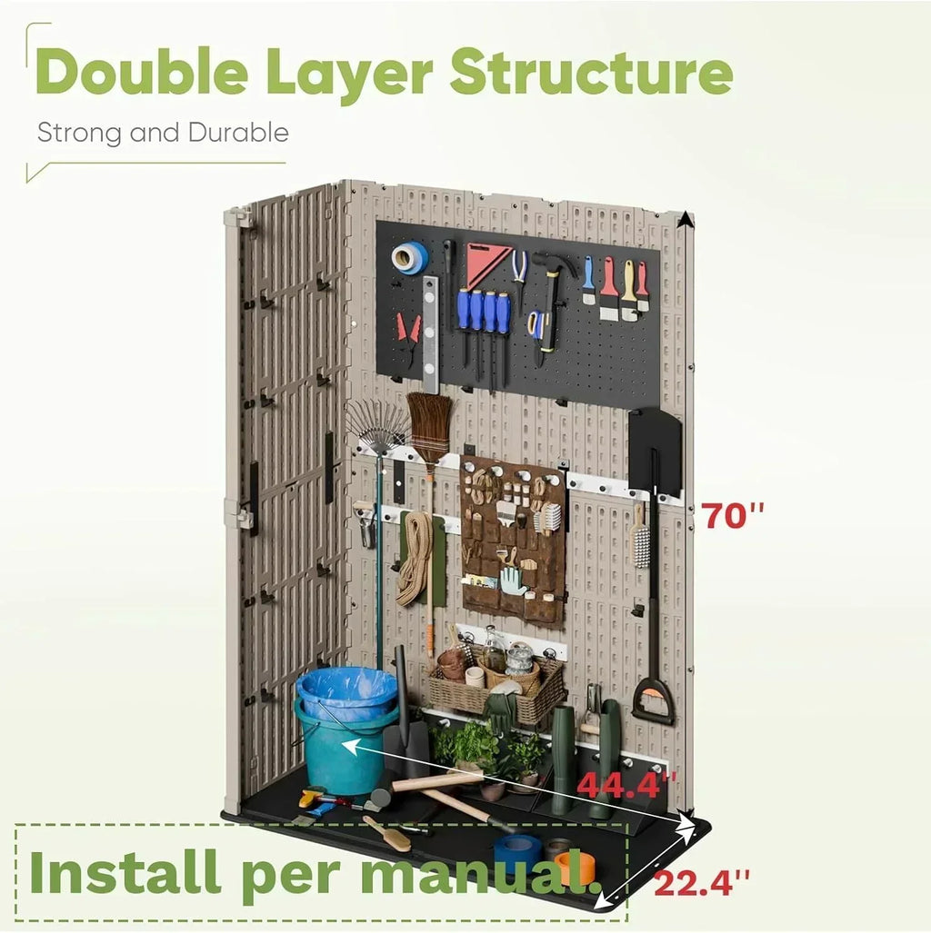 Devoko Outdoor Storage Cabinet 26 Cu Ft with Lockable Doors Horizontal Storage Shed Waterproof wourant