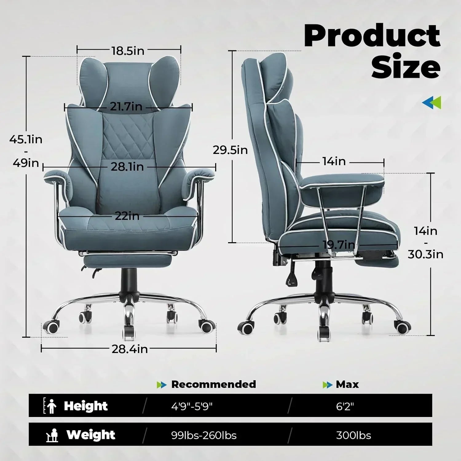 Large high back office chair high back leather gaming chair with footrest wourant