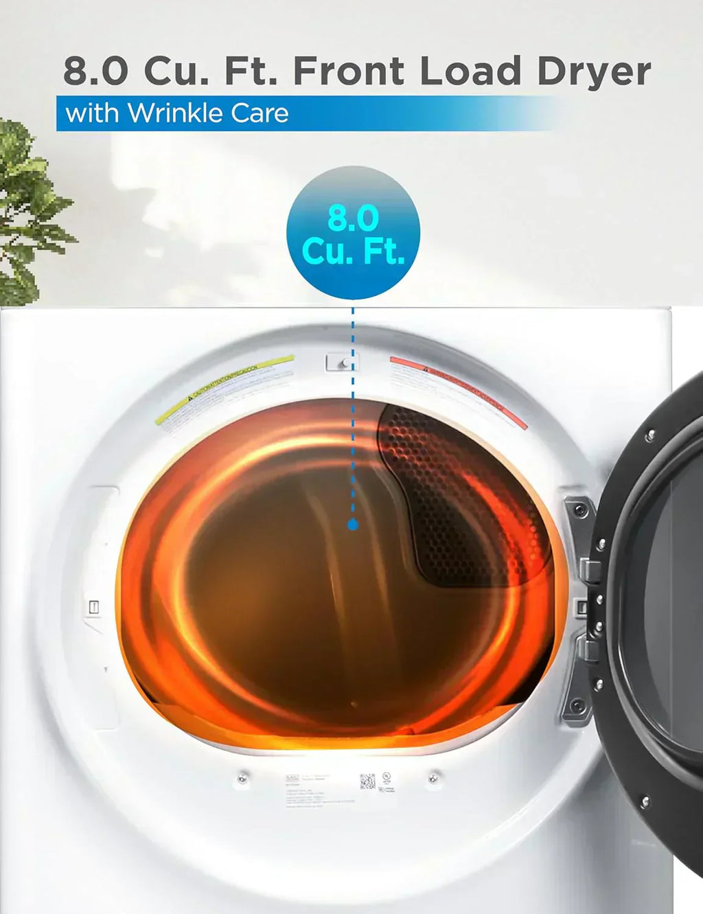 Compact Clothes Dryer 1.5 Cu. Ft. 850W Electric Dryer 120V Vented Dryer Stainless Steel Drum wourant