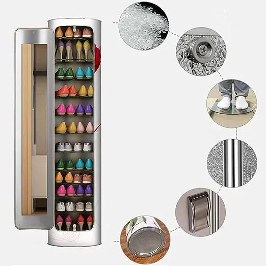 Large-capacity multi-layer rotating disinfection shoe cabinet with mirror deodorizer wourant