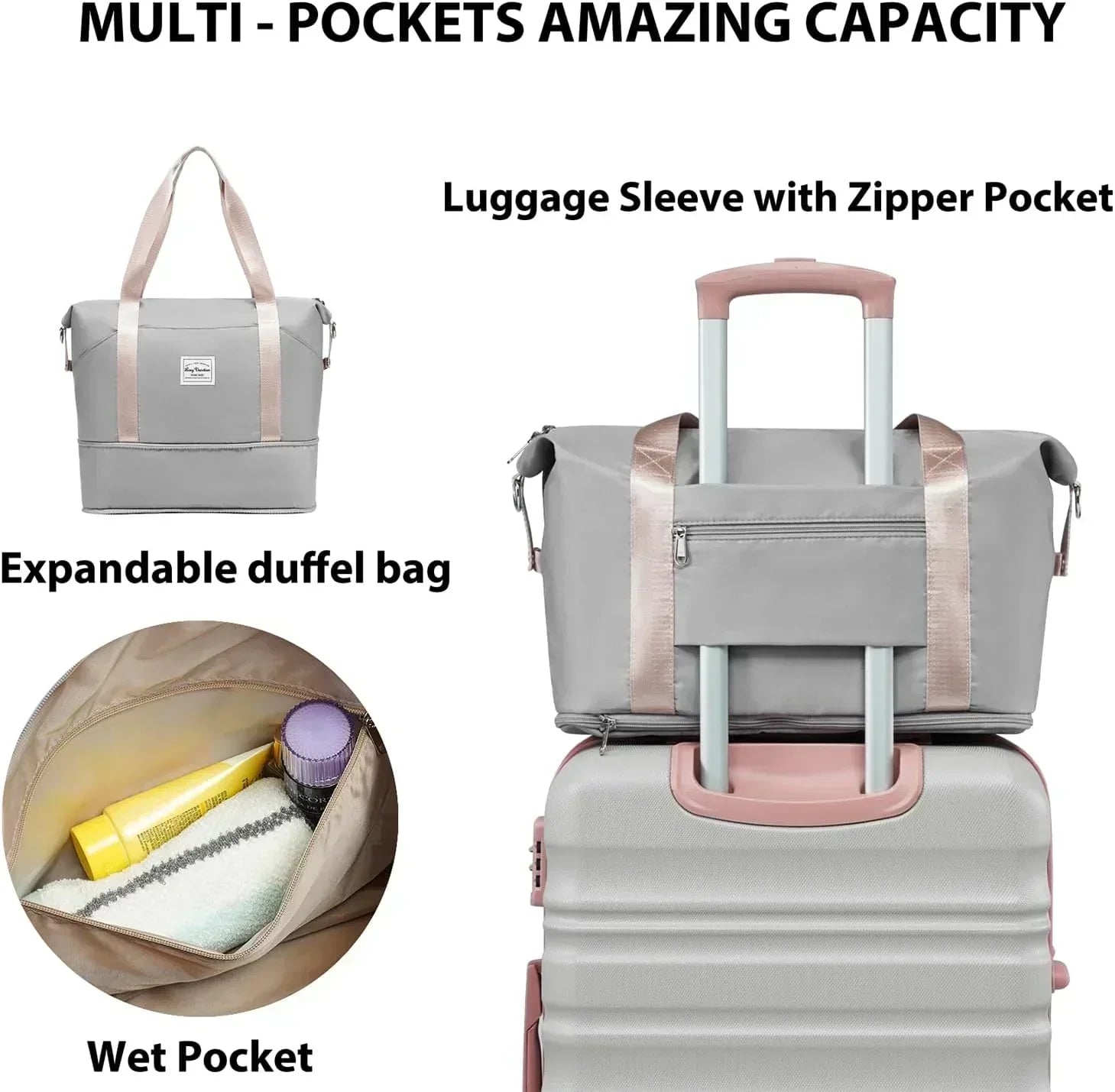 LONG VACATION 6 Piece Luggage Set Carry on Suitcase with ABS+PC hardshell Spinner Wheels wourant
