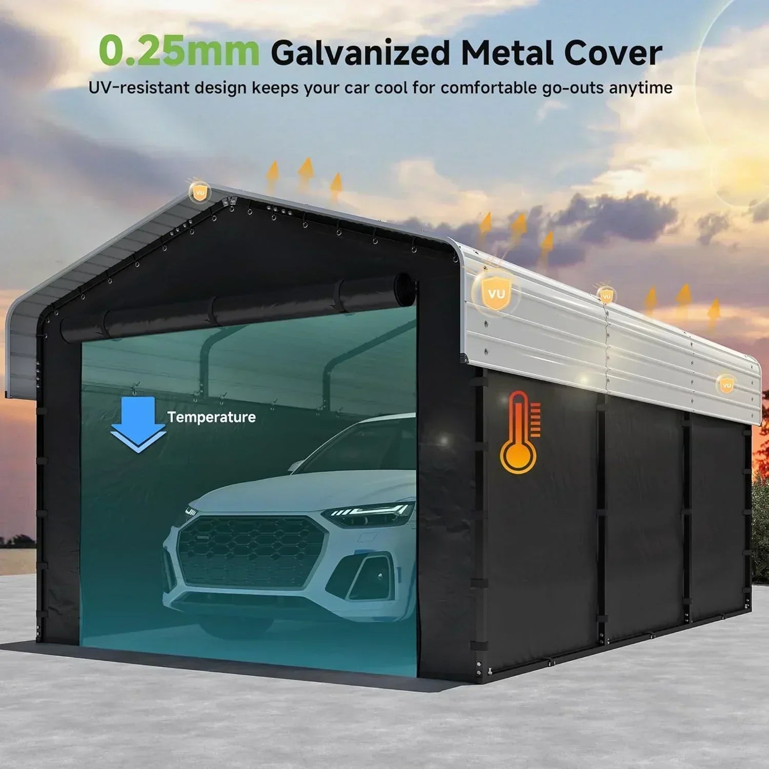 10'x15' Heavy Duty Metal Carport Outdoor Garage Car Shelter Shade with Heavier Frame wourant