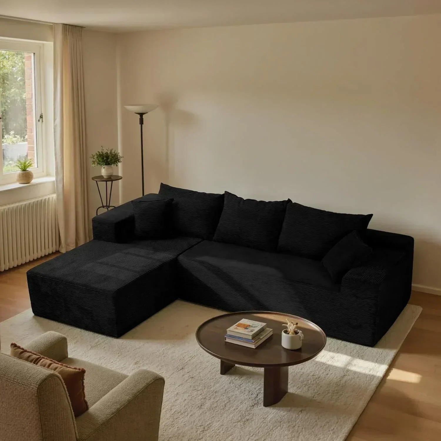 Cloud sofa with L-shaped lounge chair modern modular sofa with deep seats wourant
