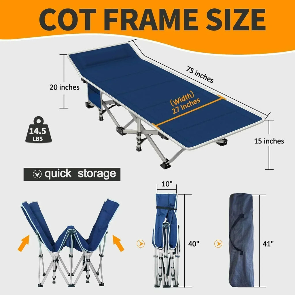 2-Pack Camping Cots with Mattress Comfortable Folding Bed Heavy Duty Baby Cot wourant