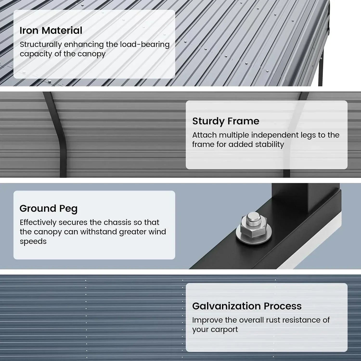 10'x15' Heavy Duty Metal Carport Outdoor Garage Car Shelter Shade with Heavier Frame wourant