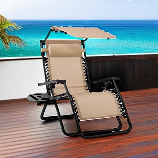 Best Choice Products Folding Zero Gravity Recliner Patio Lounge Chair Adjustable Canopy Shade wourant