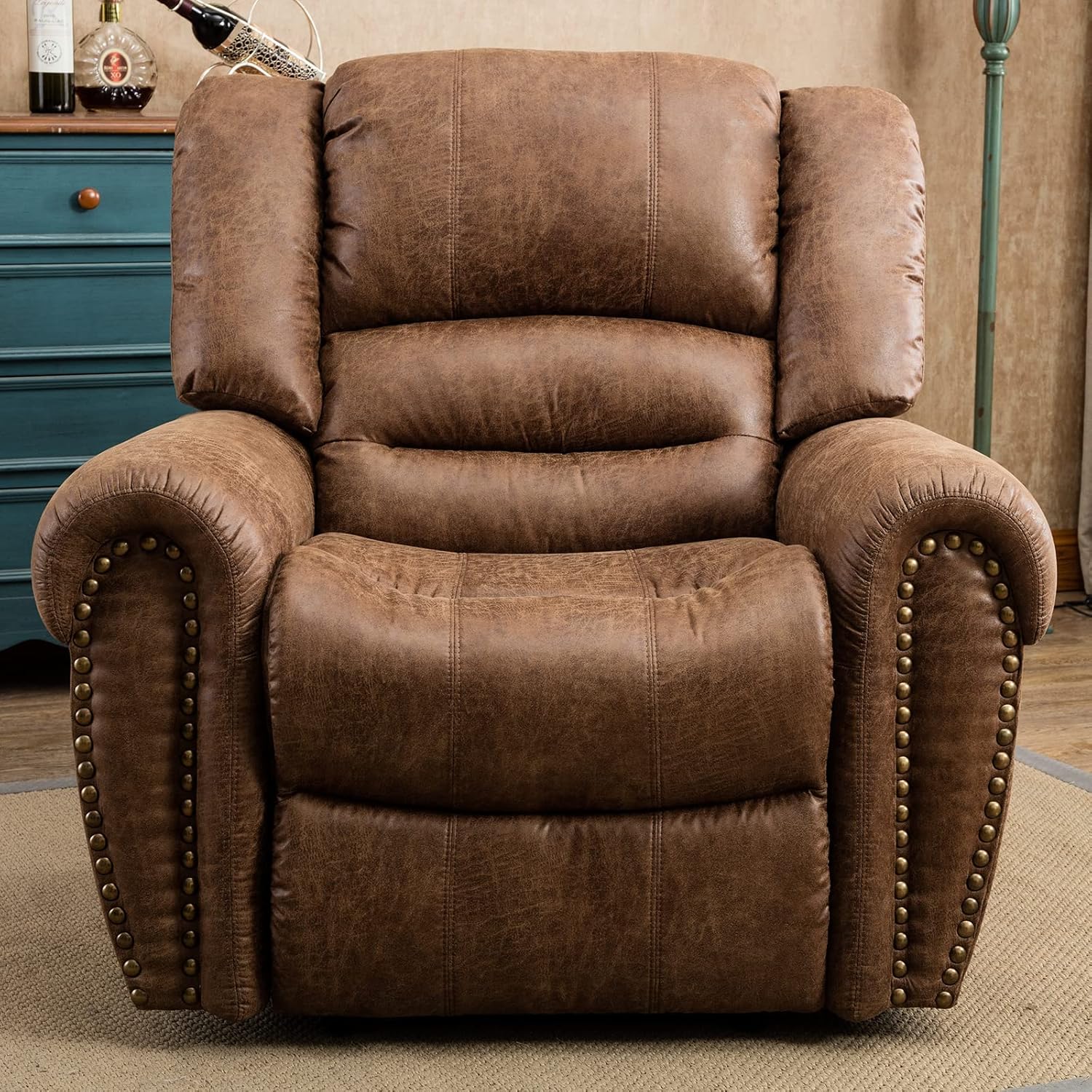Leather recliner classic traditional manual recliner single sofa for living room wourant