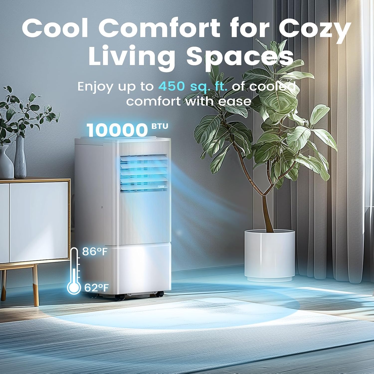 Air Choice Portable Air Conditioner 10000 BTU Air Conditioner Portable for Room Up to 450 Sq.Ft wourant